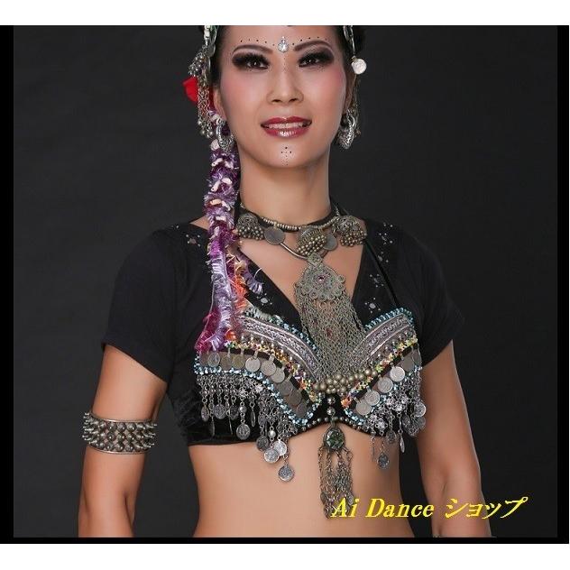 トライバル　belly dance ベリーダンス セットアップ 黒金緑 harui_tdf01173_1