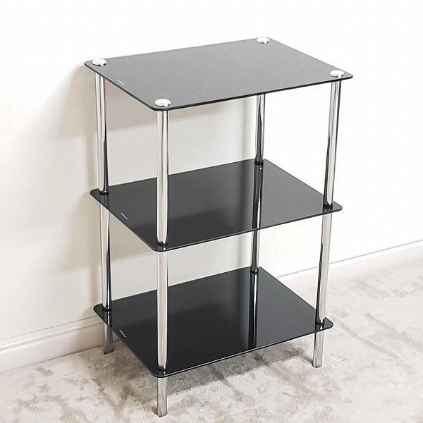 黒いガラスのラック ガラスラック 四角タイプ ブラック 黒色 送料無料(北海道・沖縄・離島