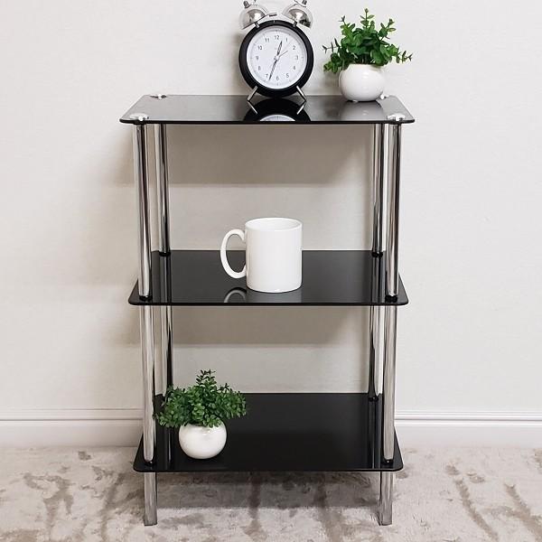 ガラスラック 四角タイプ ブラック 黒色 送料無料(北海道・沖縄・離島