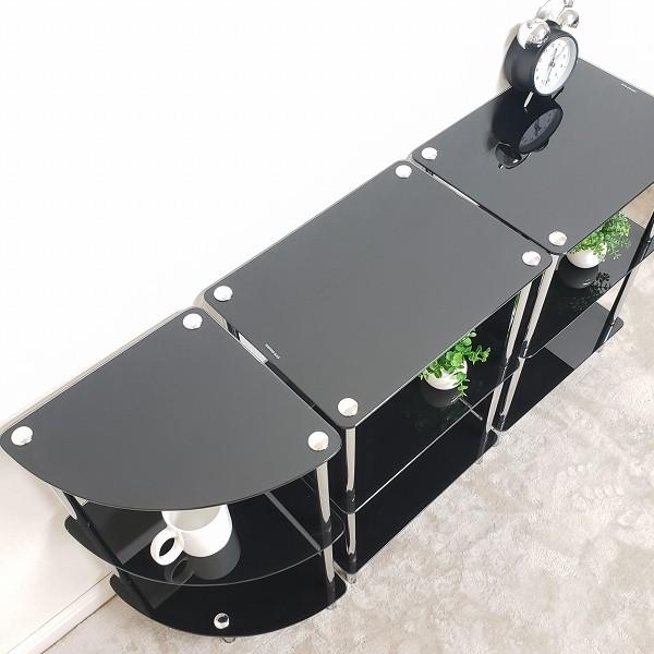 ガラスラック 四角タイプ ブラック 黒色 送料無料(北海道・沖縄・離島