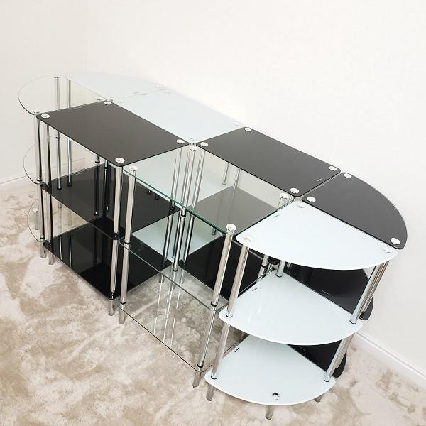 ガラスラック コーナータイプ クリア 透明 送料無料(北海道・沖縄