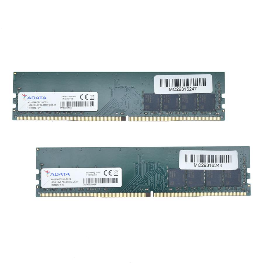 【PCメモリ】ADATA PC4-2666V 16GB 2枚セット A-DATA メモリ ADATA DDR4-2666V 16GB 2枚 合計32GB PC4-21333 中古品