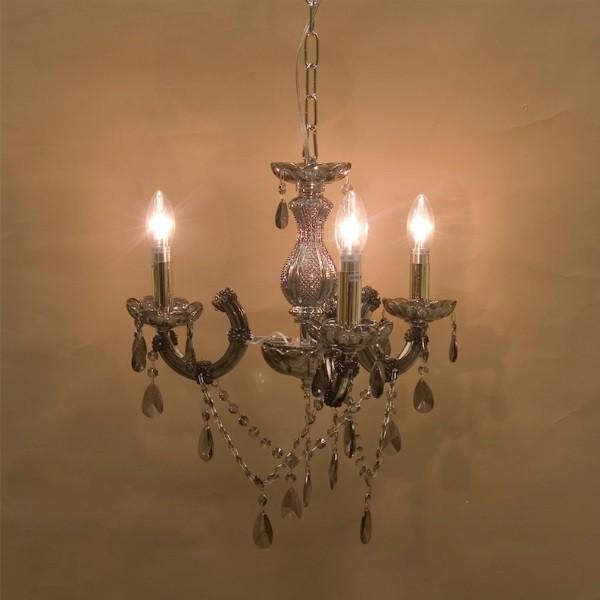 シャンデリア クリスタルガラスシャンデリア Trinity ブラック ３灯 シーリング加工済み ASH BLACK