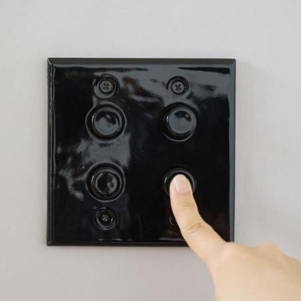 AXCIS アクシス スイッチカバー プッシュスイッチ スイッチ シンプル DIY セラミックプレート4プッシュスイッチ ブラック  新生活_3