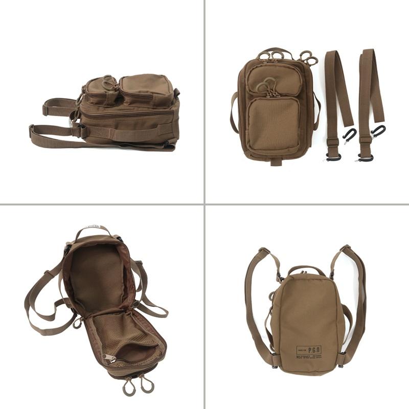 メンズショルダーバッグ 4WAY ポーチ ミニリュック ガジェット 軽量