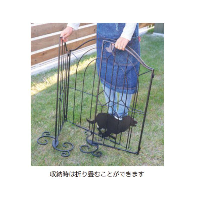 ゲート ローフェンス 門扉 片開き 屋外 庭 ガーデン ペット 猫 犬 脱走 防止 diy 連結可 高さ76cm 【サイン】 シルエットゲート(DOG)