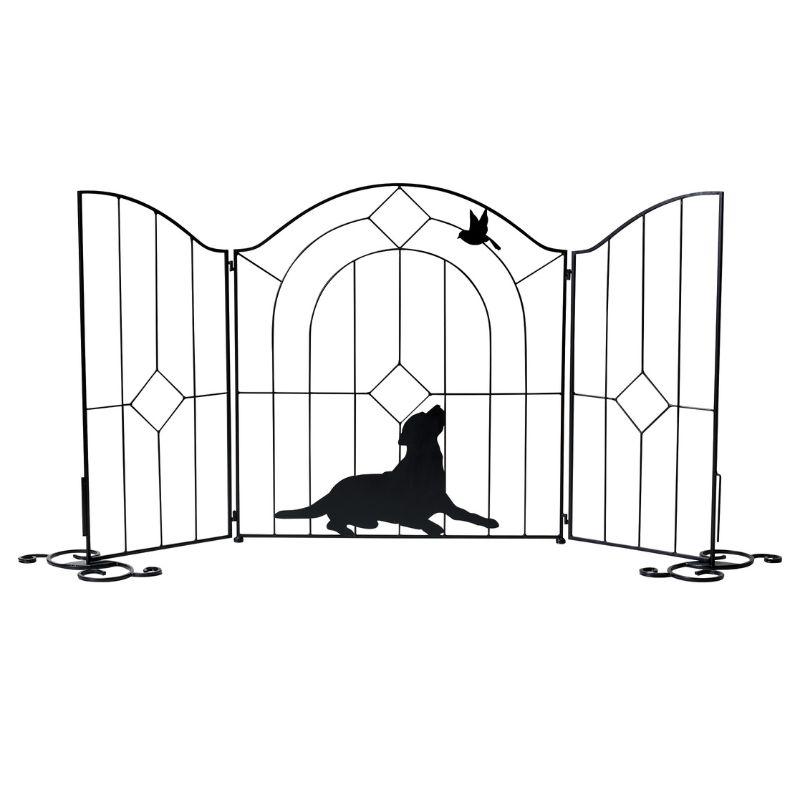 ゲート ローフェンス 門扉 片開き 屋外 庭 ガーデン ペット 猫 犬 脱走 防止 diy 連結可 高さ76cm 【サイン】 シルエットゲート(DOG)