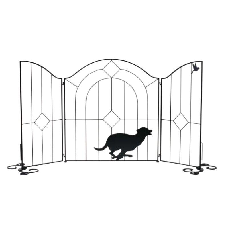 ゲート ローフェンス 門扉 片開き 屋外 庭 ガーデン ペット 猫 犬 脱走 防止 diy 連結可 高さ76cm 【サイン】 シルエットゲート(DOG)