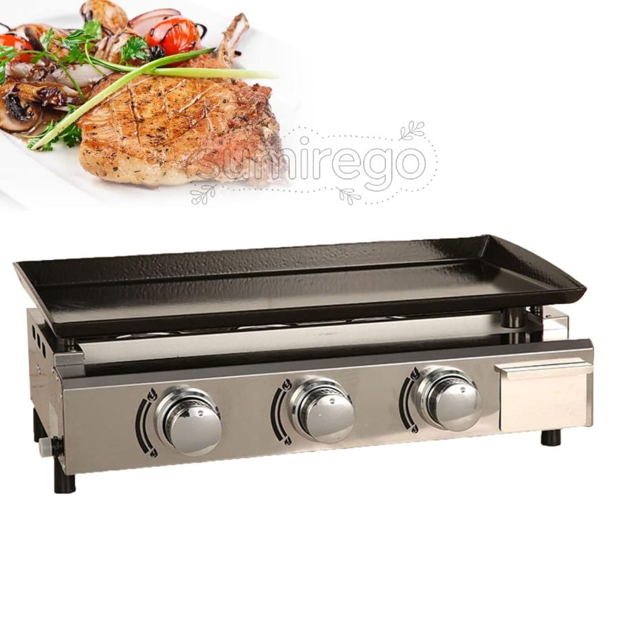ガスバーベキューグリドルプランチャグリルバーナー ステーキ鋳鉄クッキングプレートアウトドアグリルポータブルテーブルノンスティックスチールグリドル鉄板焼_8