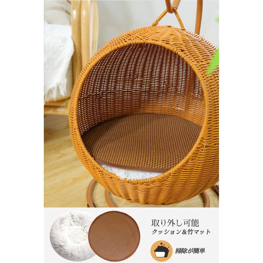 猫ちぐら 編み籠 猫 籐 猫ハンギング ハウス 2in1 ドーム型 猫小屋