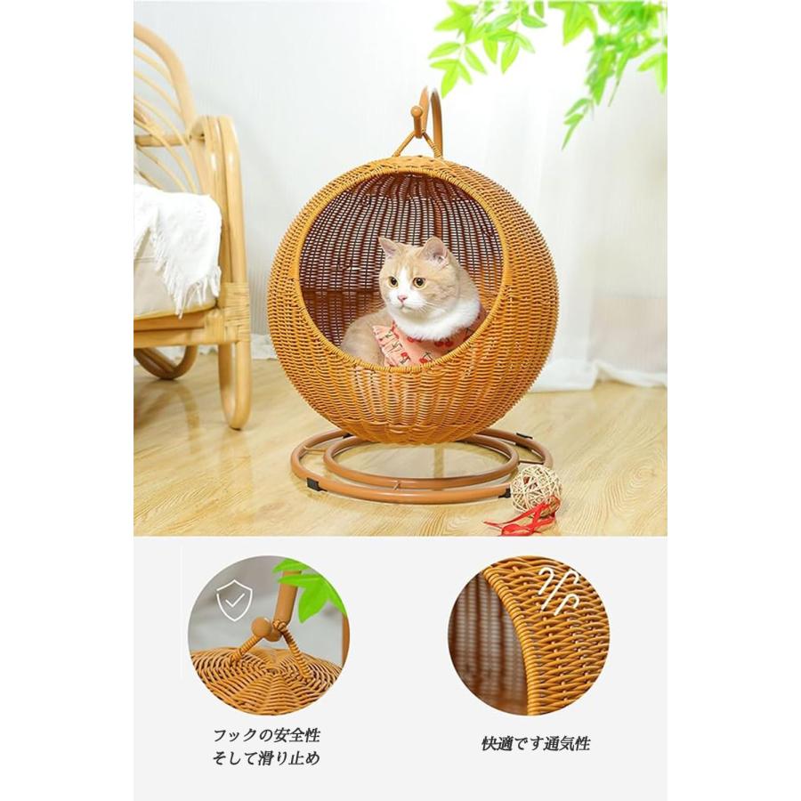 猫ちぐら 編み籠 猫 籐 猫ハンギング ハウス 2in1 ドーム型 猫小屋