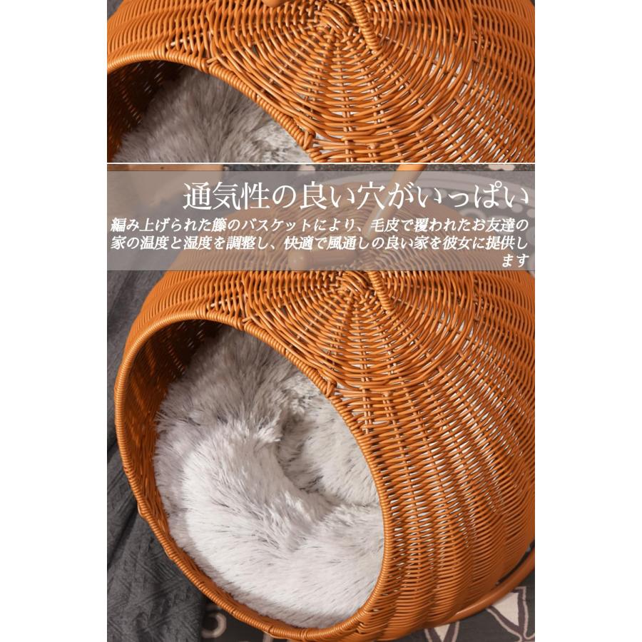 猫ちぐら 編み籠 猫 籐 猫ハンギング ハウス 2in1 ドーム型 猫小屋