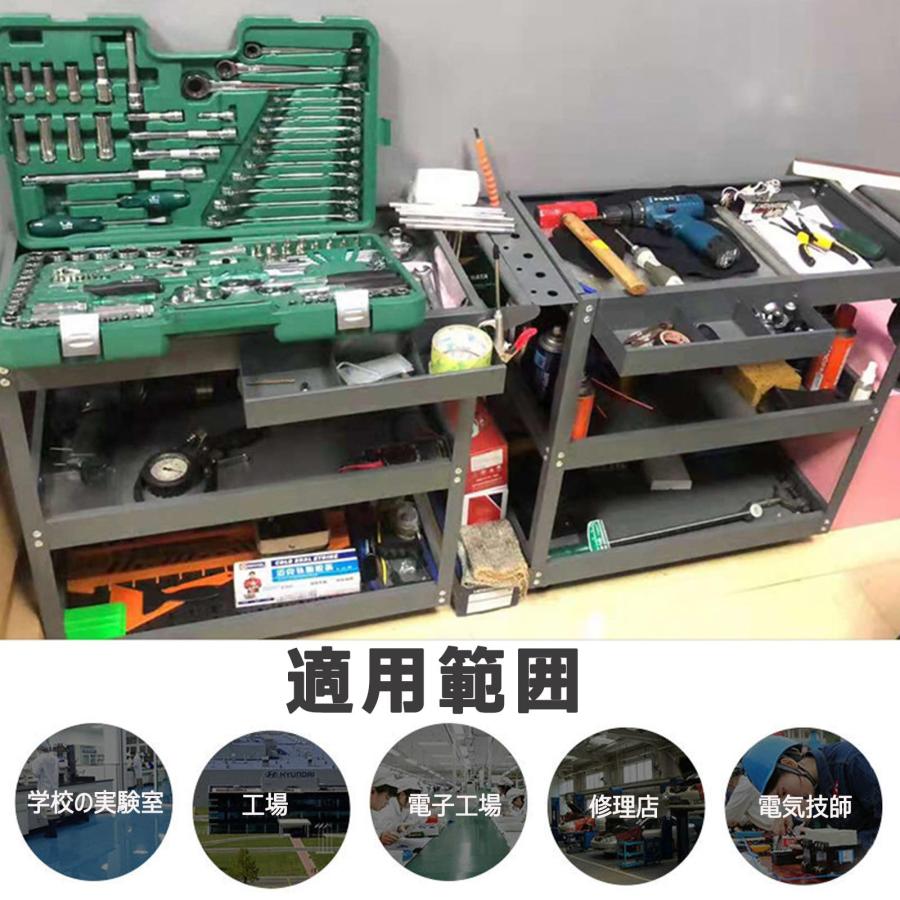 ツールワゴン ツールカート キャスター付き 工具ワゴン 工具カート 多機能 自動車修理 大容量 工具収納 360°回転 DIY ガレージ工具箱 ドライバーホルダー 耐荷_4
