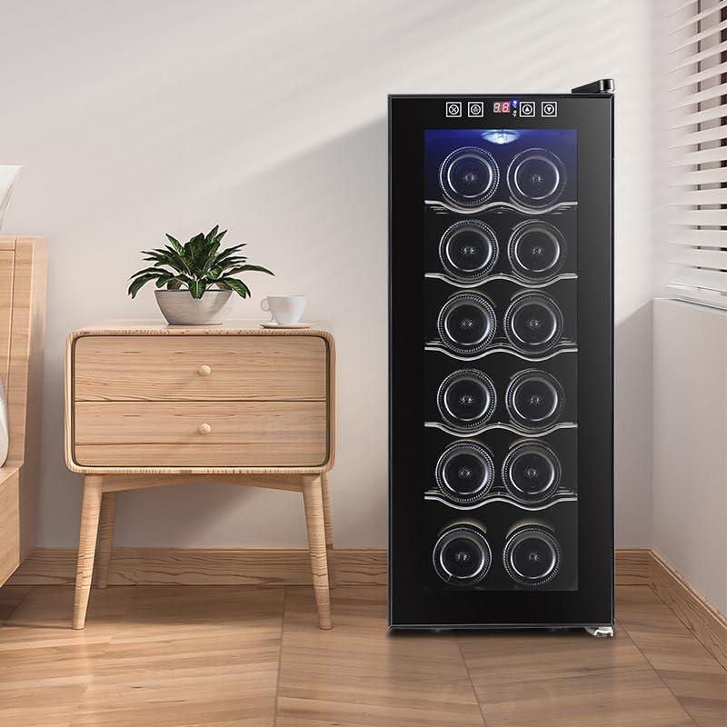 ワインセラー 12本収納 ブラック 家庭用 35L 温度設定 8~18℃ 庫内LED