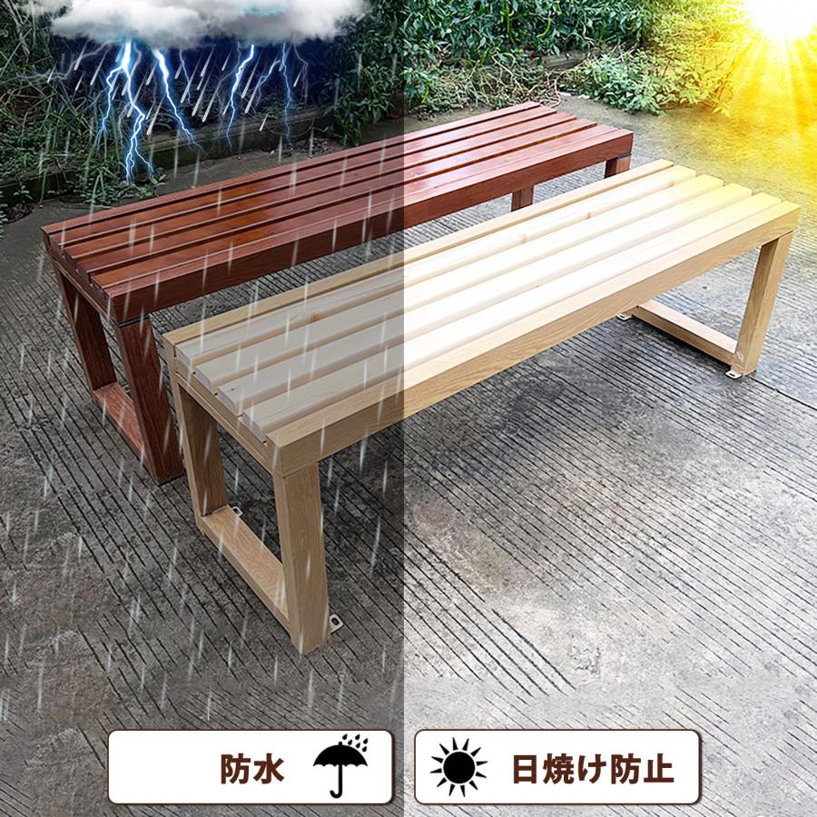 ガーデンベンチ 屋外用ベンチ 公園のベンチ 園芸用ベンチ 庭のベンチ 屋外用ベンチチェア 屋外ベンチ 背もたれなし 耐荷重約400kg 耐日光性 雨に強い 防腐木材_3