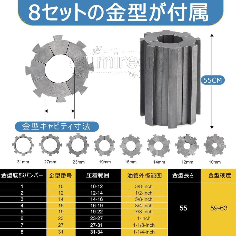 7 月期間限定！ポイント 6 倍~】手動油圧圧着機 8セットの金型が付属し