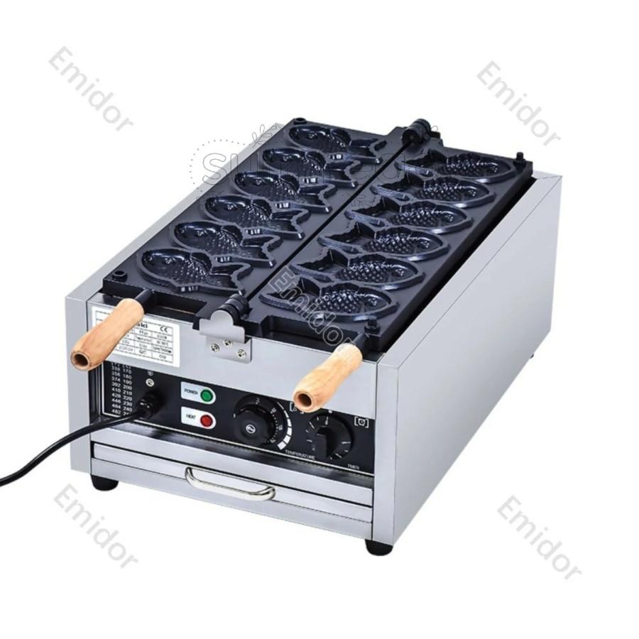 電気たい焼き機、6つの小さな魚のケーキのマシン、多機能、厚くて耐久性があり、油を塗る必要がなく、型から簡単に取り外せ、均一な加熱、商業用および屋台に適_1