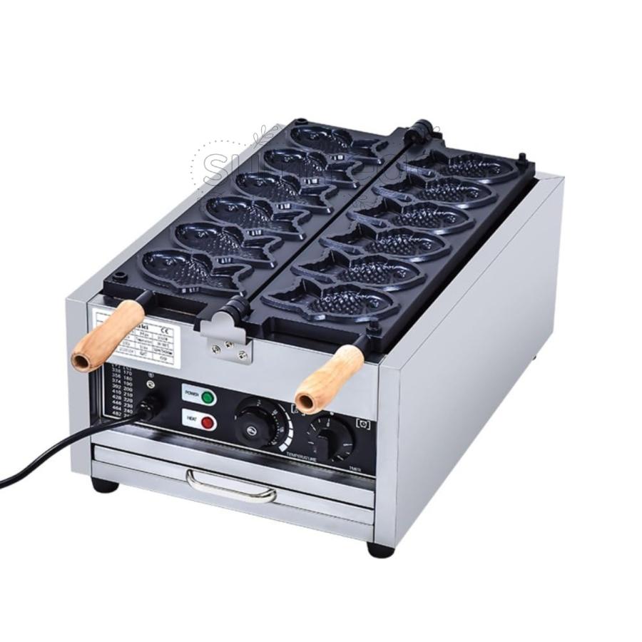 電気たい焼き機、6つの小さな魚のケーキのマシン、多機能、厚くて耐久性があり、油を塗る必要がなく、型から簡単に取り外せ、均一な加熱、商業用および屋台に適_2