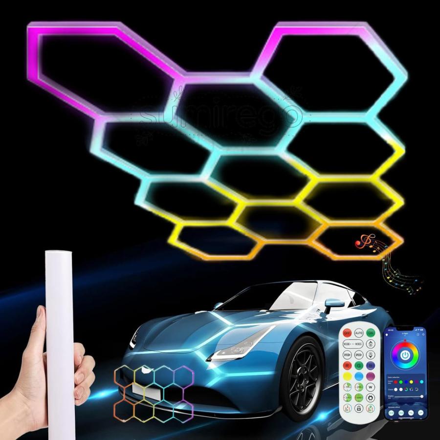 新登場六角形LEDガレージライト、リモコン付きハニカム天井、RGB