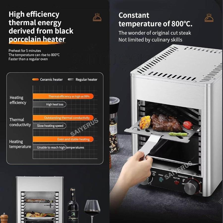 電気ステーキブロイラー、ステーキ調理器、1450°f屋内グリル卓上ブロイラー、ステーキ、ハンバーガー、ピザ用の屋外バーベキューマシン(B)_10