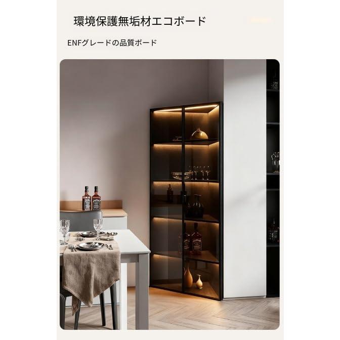 三角コーナー専用実木製 ガラスキャビネット 強化ガラス扉付き 陳列