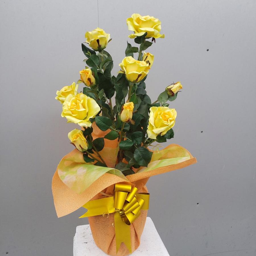 バラ1株立剣咲黄（造花）高約70cm×幅30cm 光触媒コーティング : アイ