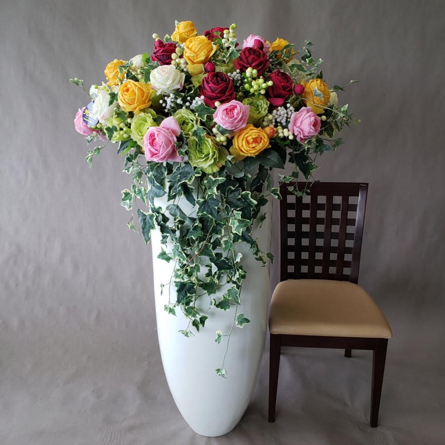 造花大型アレンジ・牡丹咲バラMIX（高150cm巾75cm×奥行65cm