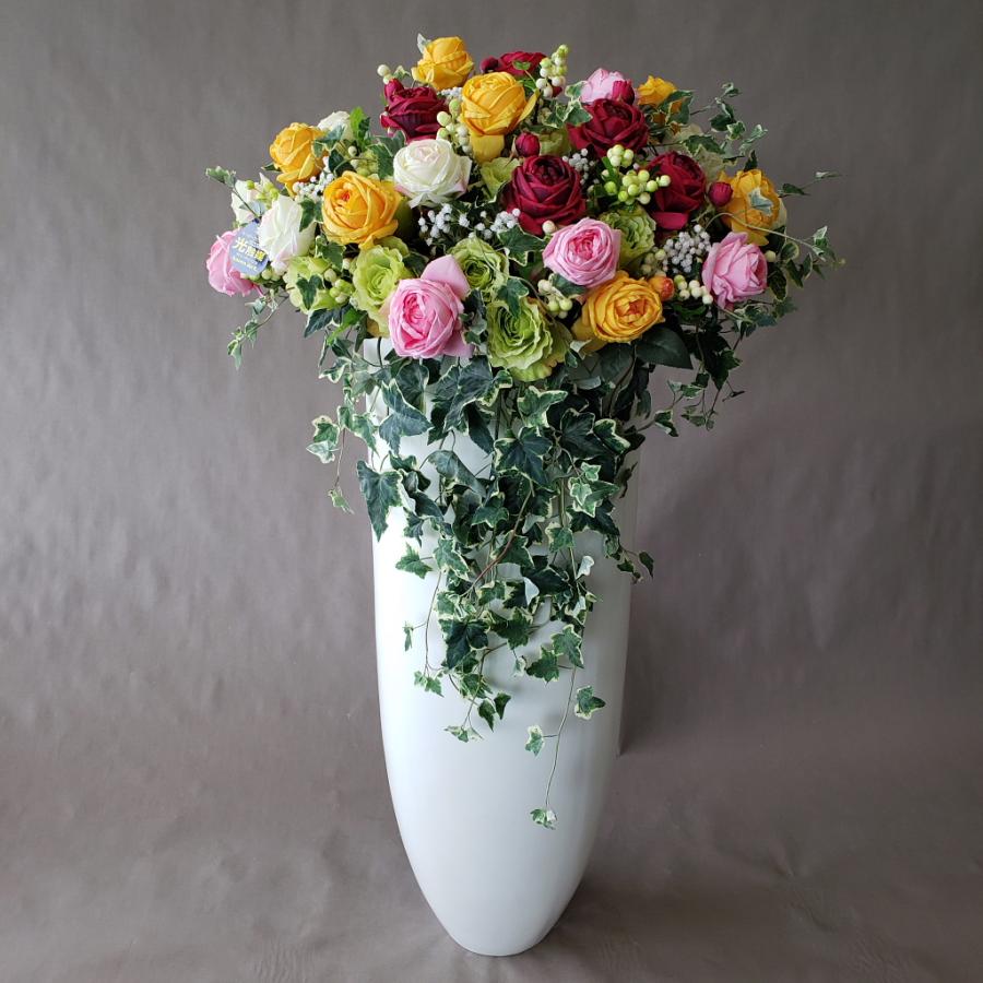 造花大型アレンジ・牡丹咲バラMIX（高150cm巾75cm×奥行65cm