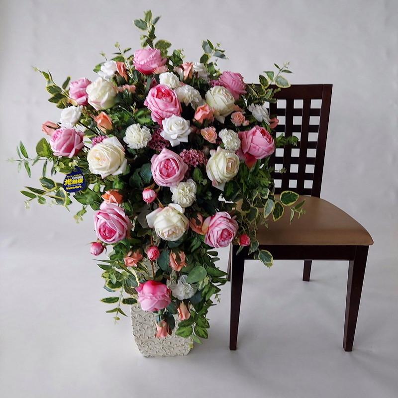 名取り草咲薔薇＆MIX他（R５）（造花）約高100×幅60・光触媒上塗り 花束、アレンジメント-造花、アートフラワー-花、ガーデニング