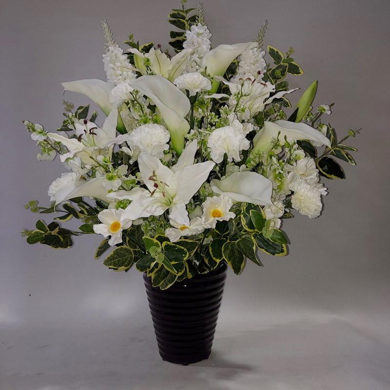 百合＆胡蝶蘭アレンジ 造花 高さ65×幅50 光触媒コーティング（光触媒 