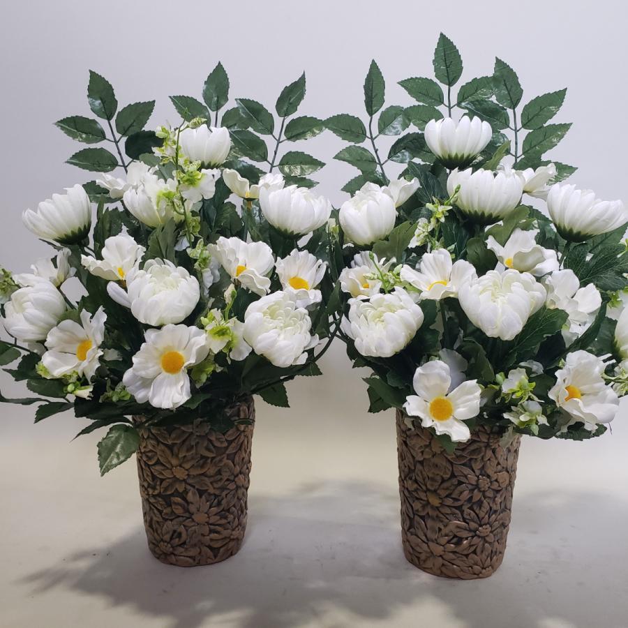 仏花（造花）一対白仕上　高４５cm×幅３０cm　光触媒