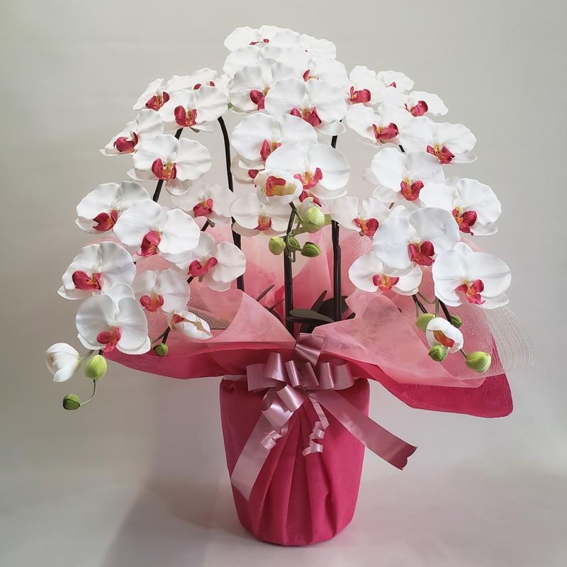 胡蝶蘭-DXL/白赤3F 高さ80cm×巾40cm 造花・光触媒