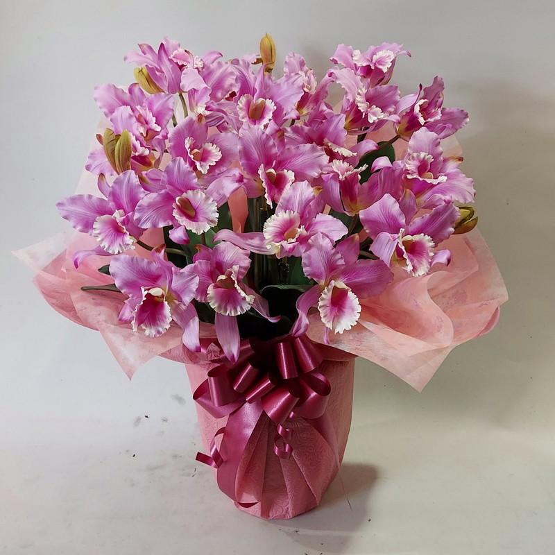 カトレア/絞りピンク中輪（造花)蕾含30輪 高55×幅40・光触媒