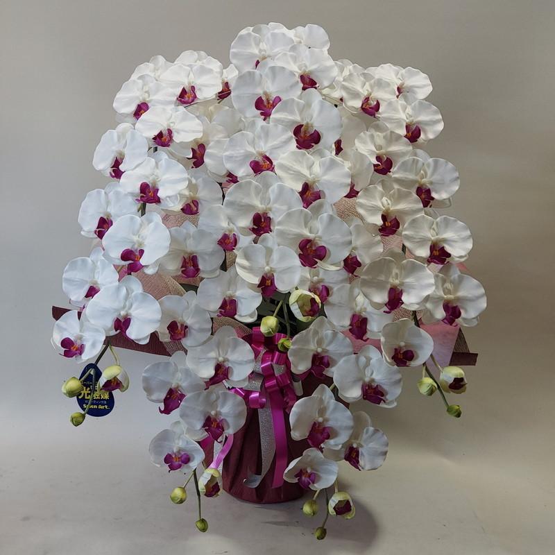 胡蝶蘭DXL・5F（白紫）造花・約高90cm×幅75cm・光触媒コーティング