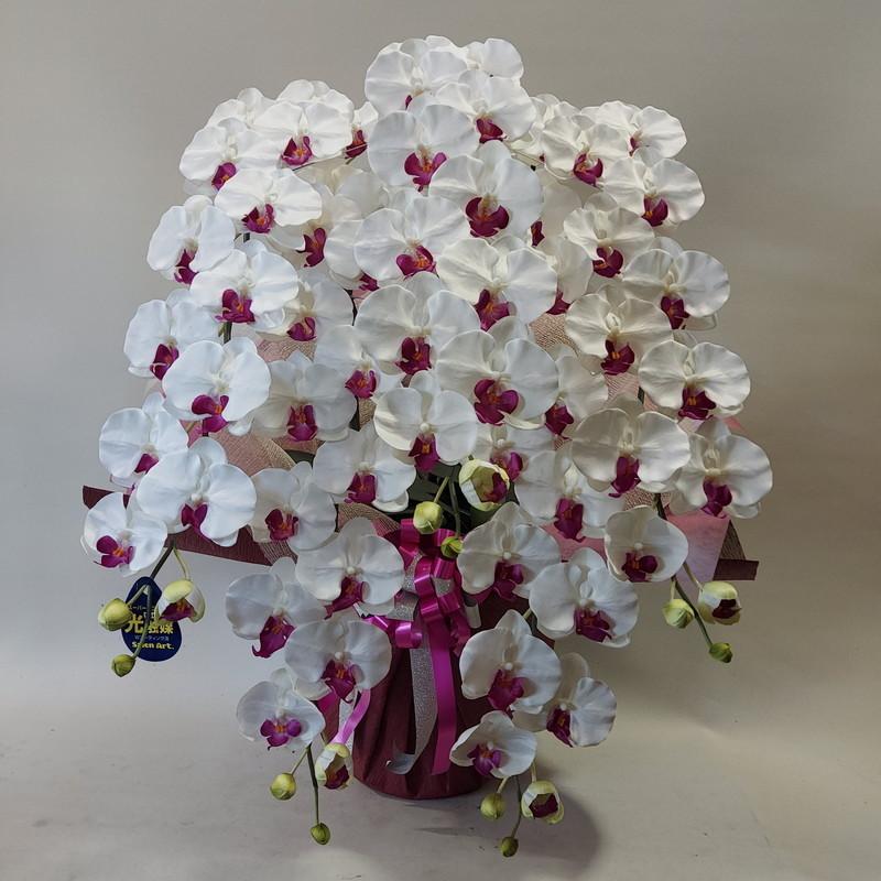 胡蝶蘭DXL・5F（白紫）造花・約高90cm×幅75cm・光触媒コーティング 