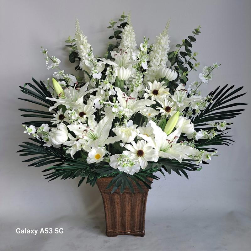 仏花　白仕上 (法要、お墓の御供) 高さ85cm×巾40cm