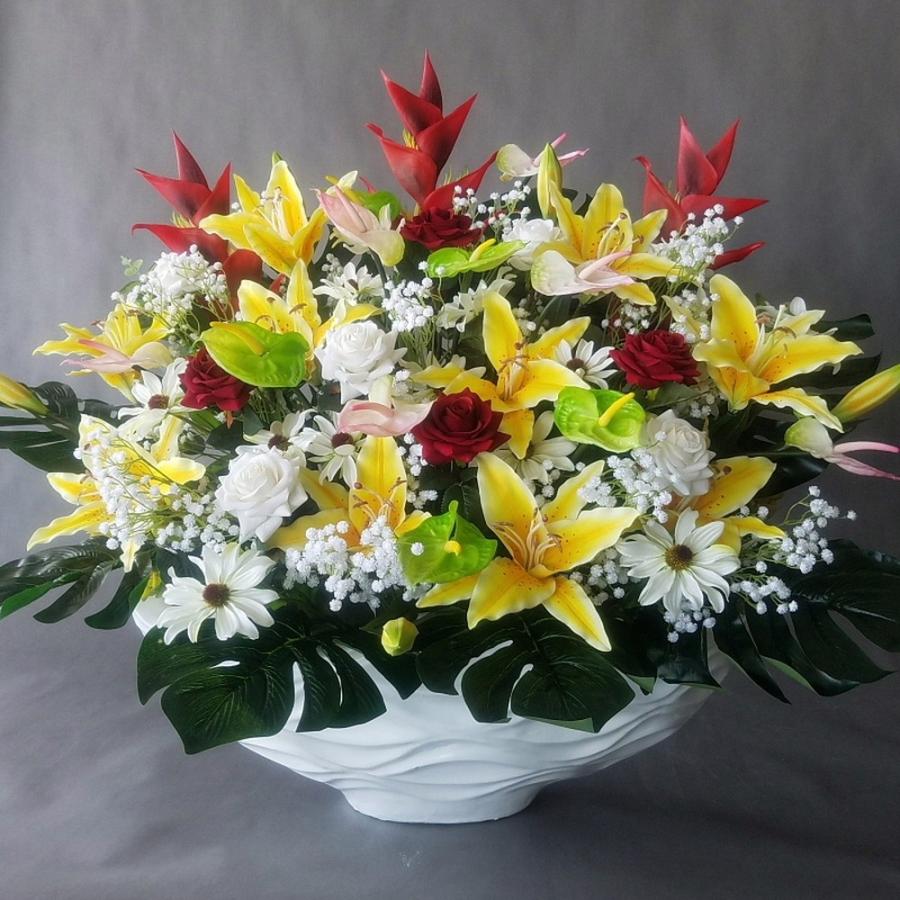 造花 ユリ バラのアレンジｍｉｘ Ar33 光触媒 高80ｃｍ 幅80ｃｍ 開店祝 新築祝 ホテルフロント 応接室 最適 とても豪華です Cancerthennocancer Com