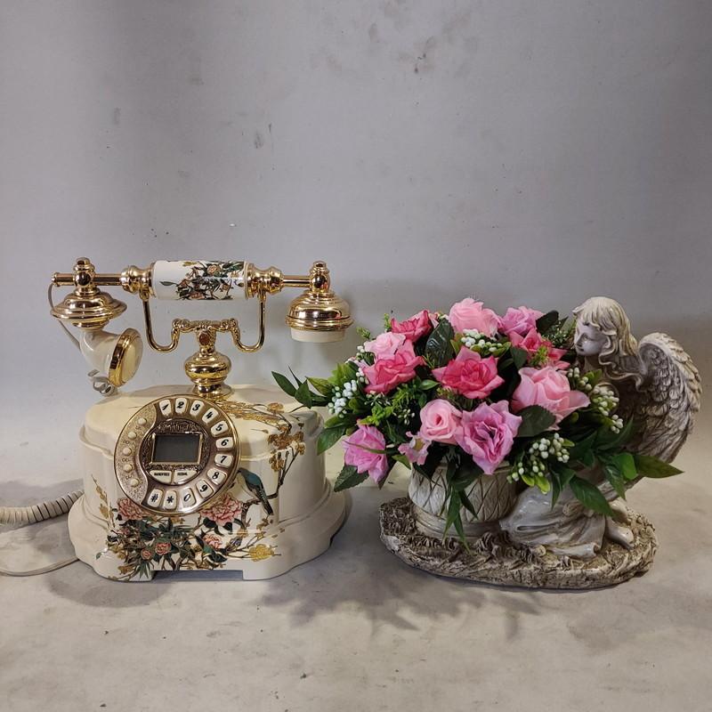 バラミニピンク＆天使　NO６（高２０ｃｍ×巾２５ｃｍ）、光触媒、造花，誕生日祝、結婚祝、開店祝、新築祝）。