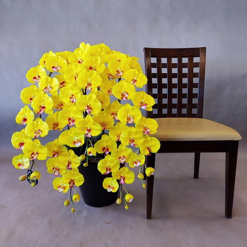 造花 胡蝶蘭DXLロング 5F 黄色 高80cm×巾60cm 開店祝、新築祝
