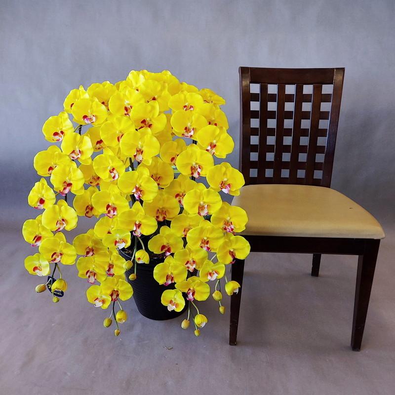 造花 胡蝶蘭DXLロング 5F 黄色 高80cm×巾60cm 開店祝、新築