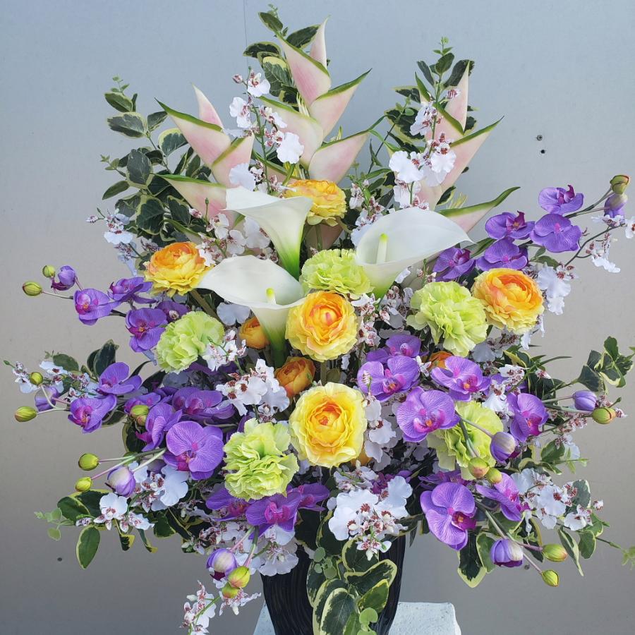 トルコ桔梗、ヘリコニアアレンジ（造花）光触媒 高80cm×幅50cm 