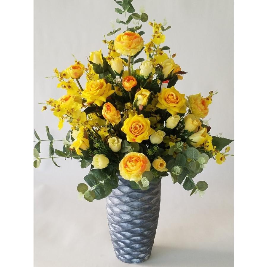 バラＭＩＸアレンジ（ＡＲ４）（高さ７５ｃｍ巾４５ｃｍ）イエロー系、光触媒、造花，新築祝、開店祝、応接間の装飾、ショウウインドウの装飾）。