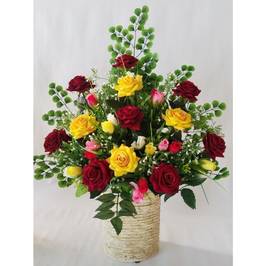 バラＭＩＸアレンジ（ＡＲ５）（高さ７５ｃｍ巾４５ｃｍ）イエロー系、光触媒、造花，新築祝、開店祝、応接間の装飾、ショウウインドウの装飾）。