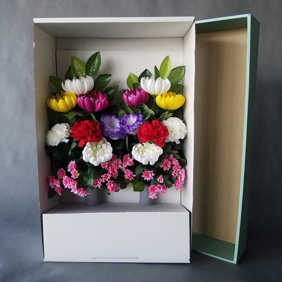 仏花ギフト（ＭＩＸ）花束『器無』（仏壇、お墓)　造花、光触媒/商品高50ｃｍ×幅２５cm