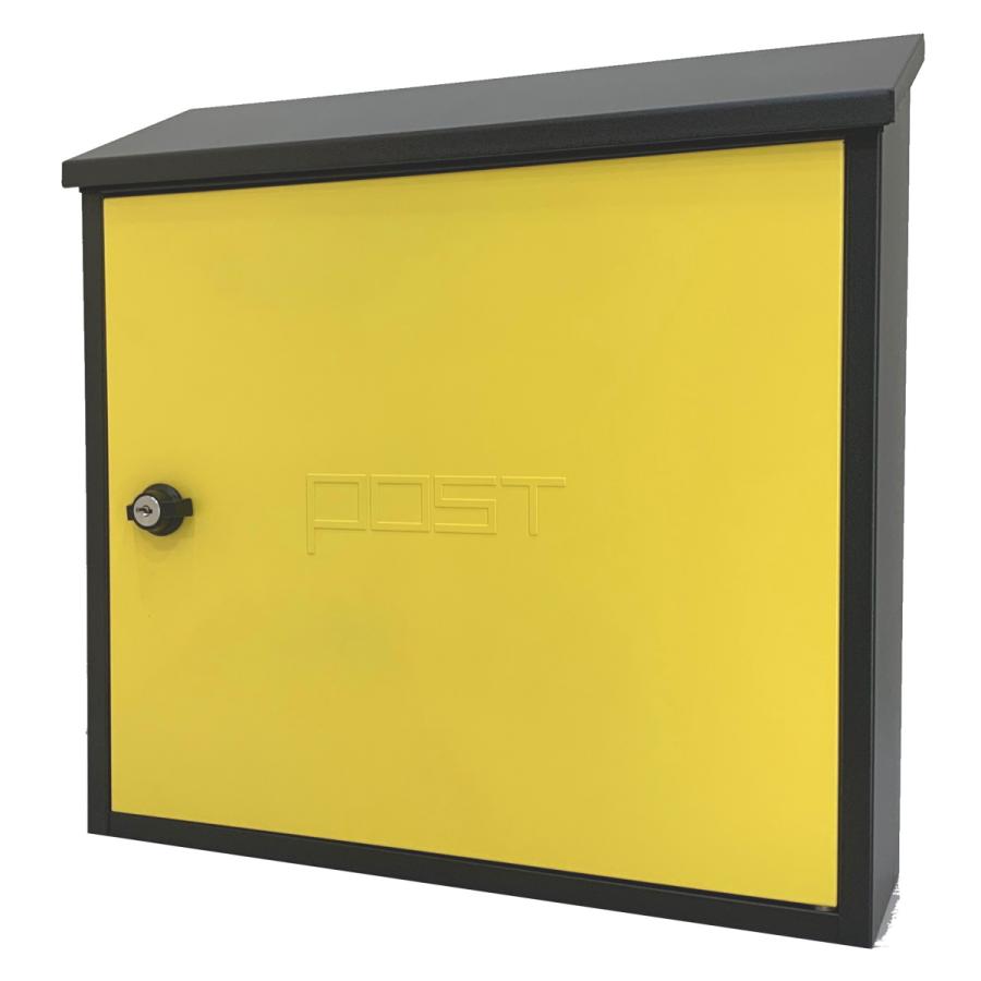 郵便ポスト郵便受けおしゃれかわいい人気北欧大型メールボックス 安い 壁掛け鍵付きイエロー黄色