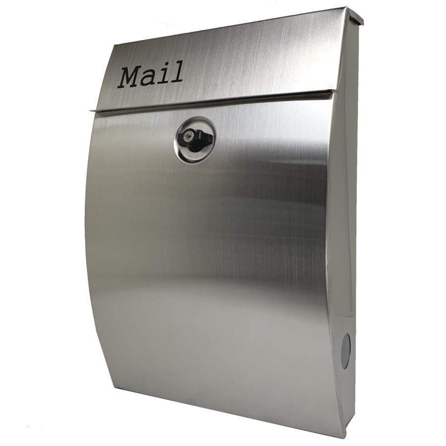 郵便ポスト郵便受けおしゃれかわいい人気北欧大型メールボックス 壁掛けプレミアムステンレスシルバーステンレス色ポストpm251