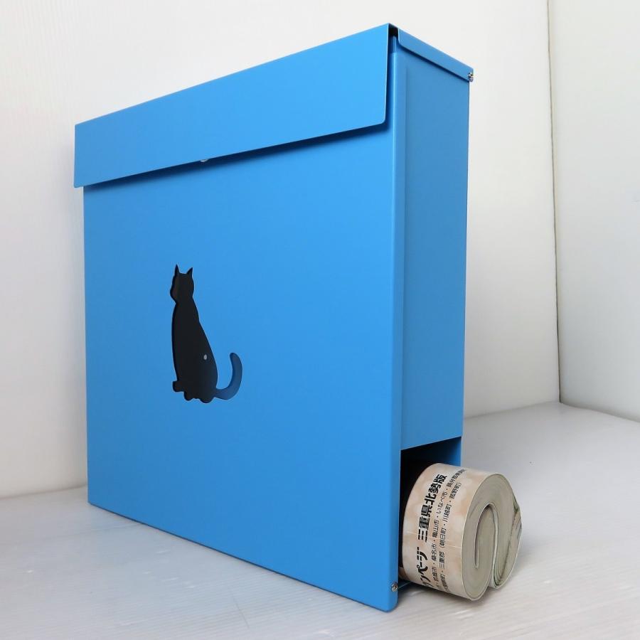 【特別セール】6月30日まで 郵便ポスト郵便受けおしゃれかわいい人気北欧大型メールボックス 壁掛け鍵付きマグネット付きブルー青色ポストpm387