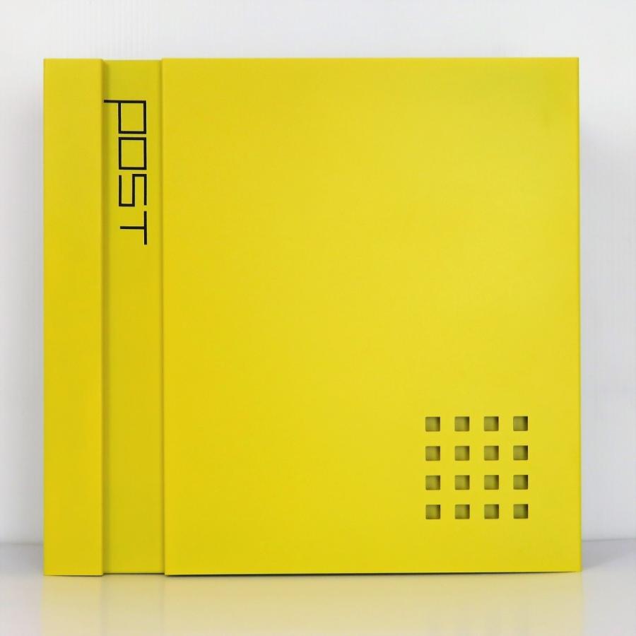 郵便ポスト郵便受けおしゃれ北欧大型メールボックス 壁掛け鍵付マグネット付 イエロー　黄色ポストpm469