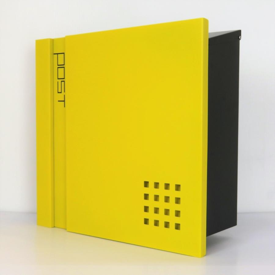 郵便ポスト郵便受けおしゃれ北欧大型メールボックス 壁掛け鍵付マグネット付 イエロー　黄色ポストpm469