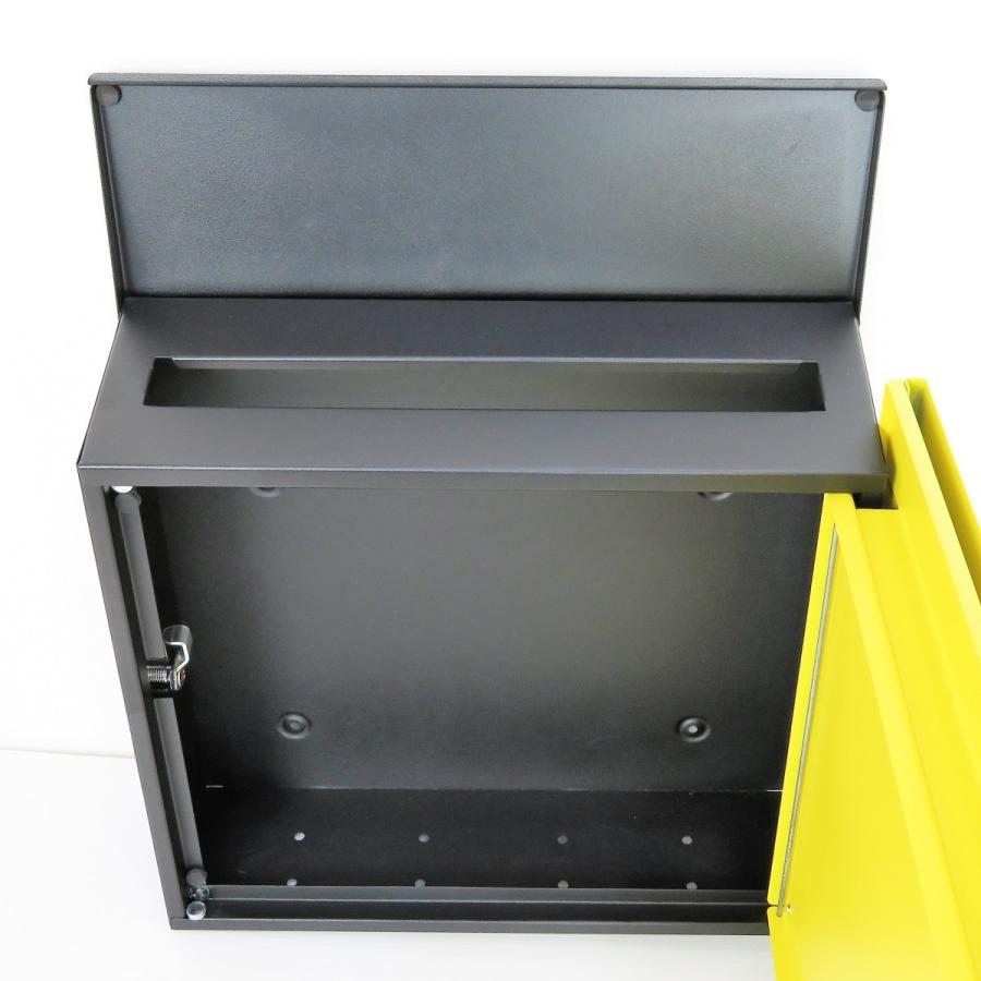 郵便ポスト郵便受けおしゃれ北欧大型メールボックス 壁掛け鍵付マグネット付 イエロー　黄色ポストpm469